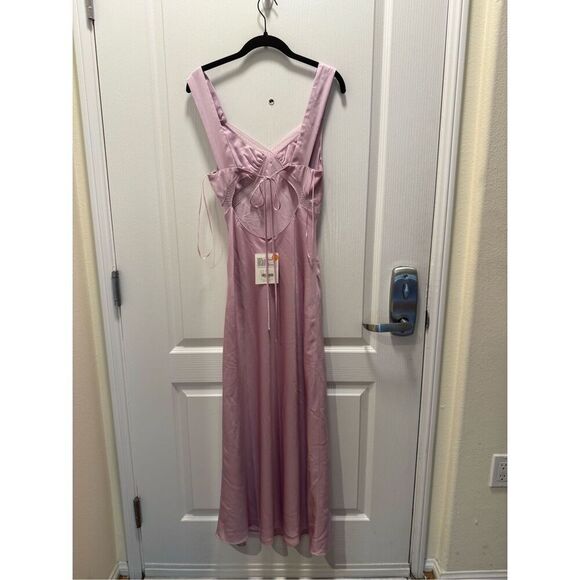 NIA Rosario vintage Inspired Satin slip Midi Dress in Pink size S NWT$108 - Picture 7 of 7